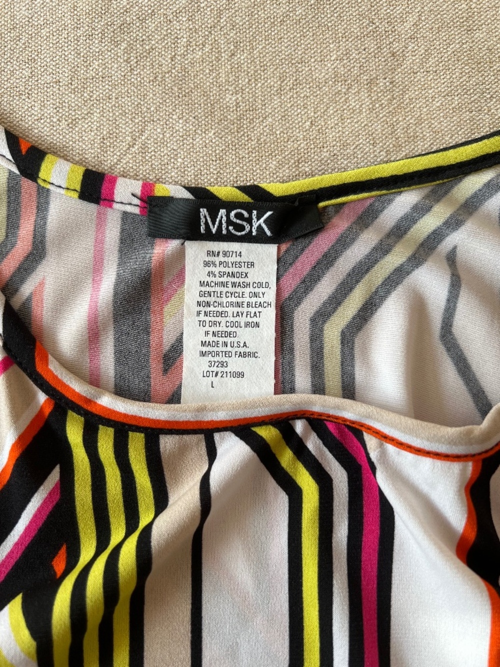 MSK Geometric Print Maxi Dress Sleeveless Spaghetti Strap Colorful size L NWT - Picture 4 of 9